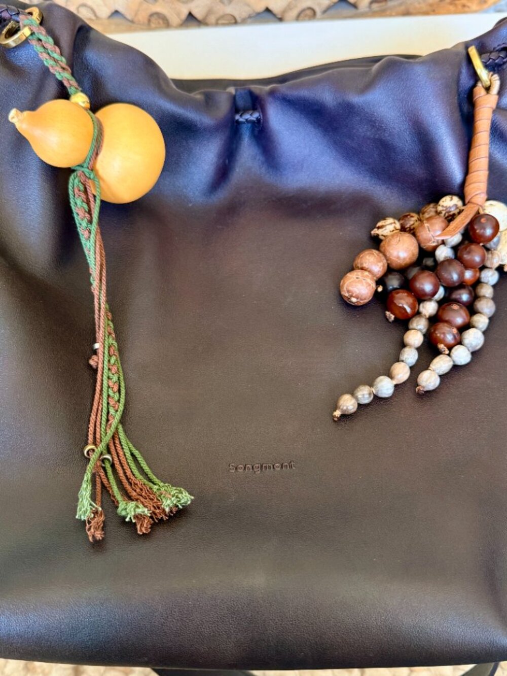 Medium Songmont Gather Bag in Ebony w/ Wish Seeds + Lucky Gourd Charms - Picture 11 of 13